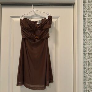 Beachy Brown Strapless Dress
